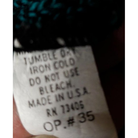 Vtg. G.F.C. Womens M/L Black Aqua Geometric Long Sleeve Made in NY USA Sweater - Picture 12 of 12
